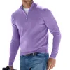 Suéteres para hombres Jersey Hombres Otoño Grueso Cálido Punto Sólido Manga larga Cuello alto Medio Zip Fleece Abrigo de invierno Ropa cómoda Hombres