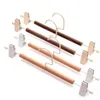 Wooden Pants Hangers with Metal Clips Wood Skirt Hanger Trousers Rack Clip Clothes Pegs