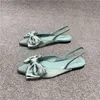 NXY Sandalet Yeni Kadın Ayakkabıları Yay Knot Sivri Ayak Ayak Parçası Zarif Sırt Düşük Topuklu Bayanlar Katı Sığ Günlük Kadın Yaz Kısa