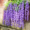 Wisteria Artificial Flowers Vine Wreath Wedding Arch Decoration Leaf Rattan Trailing Silk Flower Ivy Wall Decor Plants C0810G02