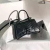 Сумка Сумка 2022 Новая Портативная сумка через плечо из крокодиловой кожи в виде песочных часов женская кожаная мини