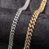 Chains Small 6MM Iced Out Cuban Chain Bling Necklace Rhinestone Golden Miami Link For Women Men's Hip Hop Jewelry Gifts Elle22