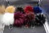 Large Genuine Fox Raccoon Fur Pom Keychains Bag Charm Ring Fluffy Fur Ball Llaveros Bag Pendant Port keychain accessories AA220318