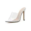 Summer Pointed Peep Toe Women's Sandals Transparent Stiletto High Heels White Clear Woman Slippers Plus Size 35-42 Women Shoe236Q