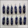 Charms Blue Sand Stone Pillar Shape Point Pendum Handmade Iron Wire Pendants For Fashion Jewelry Making Wholesale Drop Deliv Yydhhome Dha8W