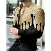 Mode Men skjortor Turn-Down Collar Knapped Shirt Casual Quicksand Print Long Sleeve Tops Men's Clothing Prom Cardigan 220812