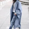 Wełniane mieszanki knaki luźne długi płaszcz Kobiet Oważnia Solidna ciepła ciepła kurtka zimowa Office Lady Grey Female 2022 -Women's