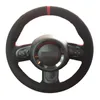 Couvre-volants en daim noir marqueur rouge housse de voiture cousue à la main pour Mini Coupe Cooper Clubman Roadster 2004-2022direction