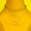 Girocolli Fashion Tatto Velvet Choker Collana con ciondolo di perle simulate a doppio strato Punk Harajuku Black Short Torque Collier FemmeChokers