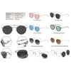 Sunglasses Clip Fold Polarized Punk Metal Round Double Layer Detachable Lens Sun Glasses UV400 For Men Women Fishing DrivingSungla4748100