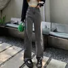 Mode gothique taille haute jean femmes Chic côté à lacets jambe large Denim pantalon femme Harajuku Y2K Streetwear pantalon droit 220701