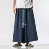 2022 Summer Men Wide Leg Pants Mens Cotton Linen Retro Trousers Man Chinese Style Hanfu Pants Male Big Crotch Nepal Robe Pants L220706