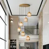 Hängslampor Spiral trappa ljuskrona modern minimalistisk ihålig kreativ duplex villa trapplängd kristall nordisk lampspendant