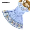 Artishare Girls Dress Spring Summer Summer Floral Dress Dress Teenage Princess Wedding Party Vestres Roupos 6 8 10 12 14 Ano 210329