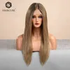 Wigs Women Wigs Synthetic Style New Front Lace Wig Feminino Médio tingido Cabelo liso e liso Longo para uso diário 220601