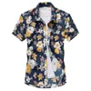 Mäns avslappnade skjortor Floral Beach Men's Shirt Summer Short Sleeve Hawaiian för män plus storlek Snabbt torrt tee kläder kamismens