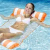 PVC inflatable recliner Adult Swimming pool Stripe hammock floating bed with net colour men women 70xy Y
