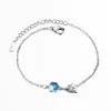 Очарование браслетов серебряное цветовое браслет синий кристалл русалка пузырьковая камень регулируемый слез рыбь