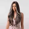 Easihair Long Wavy Synthetic Wigs Brown with Highlight Middle Part Antary Hair for Afro Women Cosplay耐熱220525