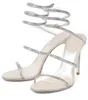 Sexy Designer Ladies Stiletto High- Sandals Rhinestone Snake Wrap Heel Sandalss Fairy Wind 2022 Summer New Fashion Roman Women's Shoes Ankle Wrap Around