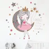 Princess On the Moon Wall Sticker Girls Room Bed Decor Wallpaper Living For Home Decoration Beautiful Cartoons Stickers 220716