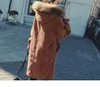 Женские траншеи модные зимние пиджаки Женщины Long Parkas теплый капюшон с толкованием хлопкового покрытия Abrigos Mujer LX2192Women's
