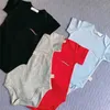 Pamuklu Kids Tulumlar Baskılı Tulumlar Kısa Kollu Bebek Romper Moda Kız Erkek Çocuk Onesies Giyim 4 Renk