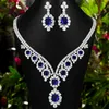 Серьги Ожерелье Трендое роскошь 2pcs Blue Cz заявление ювелирные изделия для женщин Свадебная вечеринка Полное кубическое циркон Дубай Бридал 2022222