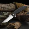 Top Quality Flipper Folding Knife 8Cr14Mov Satin Tanto Point Blade Black G10 Handle Ball Bearing Fast Open EDC Pocket Knives