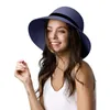 Chapéus largos de abrangência Lady Cap feminino feminino simples fluppy girl praw chapéu de chapéu de praia Mulheres UV Proteção de viagem Capwide