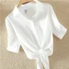 100% bawełniana koszula damska biała letnie koszule wakacyjne luźne luźne swobodne topy i bluzka 220726