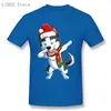 Herr t-shirts dabbing siberian husky santa julen mäns t-shirt storlek cool casual stolthet t shirt män unisex 2022 mode tshirtmen's's