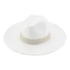 Fedora Chapeaux pour femmes New Wide Brim Dress Men Men Caps Felted Panama Church Wedding Ribbon Band Hat Sombreros de Mujer HCS118