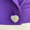 B129 Kadın Tasarımcı Blazers Giyim 2022 İlkbahar ve Sonbahar Yeni Moda Avrupa ve Amerikan Kalp Elmas Düğmesi Boncuklar Yay Gevşek Kat Küçük Takım Kadınlar