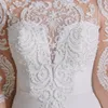Eleganta sjöjungfru bröllopsklänningar långa ärmar spets appliced ​​strand backless stropplös brudklänning riktiga bilder cps1995