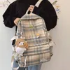 일본 격자 무늬 배낭 한국 대용량 학생 schoolbag 캠퍼스 스트라이프 스타일 유행 소녀 여행 가방 방수 220323