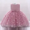 Robes de fille blanc rose fleur baptême premier 1er anniversaire robe pour bébé fille vêtements enfant en bas âge princesse dentelle fête perles costumes 0-5 ans