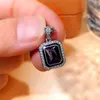 Pendanthalsband Huitan Fashion Contracted Cubic Zirconia Necklace For Women Square Purple/White CZ Luxury Female Party Jewelrypendant Sidn