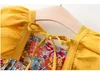 Vestidos de princesa con estampado floral para niñas pequeñas con sombreros Vestido con tirantes de verano para niños Faldas lindas para niñas en 2 colores