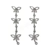 Cold Rhinestone Butterfly Tassel Fashion Dangle Earrings For Women Korean Fashion Earring Daily Birthday Party Jewelry Gifts