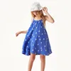 22SS Kids Girls Summer Dresses Brand Designer Clothes for Children TC TODDLER Kort ärm Orange Print 220426