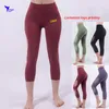 Snabbt torr elastisk capris yoga byxor kvinnor mesh lapptäcke hög midja 3 4 kör tights fitness gym beskuren leggings anpassad 220608