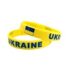 2022 Support Ukraine Wristbands Party Favor Silicone Rubber Bangles Bracelets Ukrainian Flags I Stand With Ukrainian Yellow Blue Sports Elastic Wrist Bands