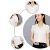 Eleganckie kobiety formalne biuro bluzka bluzka feminas topy krótkie rękawy plus rozmiar 3xl szyfonowy koszula 220611