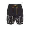 2022 Designer Men RH Limited Rhude Shorts Summer Swim Kort knälängd Hip Hop High Street Sports Training Beach Pants Mens Elastic Midje M-3XL