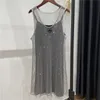 Shiny Rhinestone Mesh Vest -klänningar med baskjol Designer Brand Ladies Party Night Club Silver Dress2121