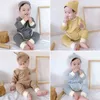 3Pcs Newborn Baby Boy Girl Clothes Set Long Sleeve Baby Bodysuit+Pant +hat Infant baby clothes cotton thermal underwear Bodysuit G220510