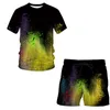 Summer Splash tie dyeing 3D Shorts Sets Short Sleeve T Shirt Shorts Male Sports Tracksuit Set Men's Clothing 2 Pieces 220624