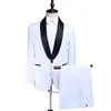 Boutique masculino único botão colarinho preto terno calças 2 pçs conjunto / masculino magro profissional blazers jaqueta casaco calças 220815