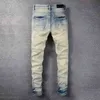 T Shirts Designer Jeans Amirrs 2023 Jean Casual Hip Hop yıpranmış ve yıkanmış sıçrama mürekkebi boyama ince montaj erkekler mnm0
